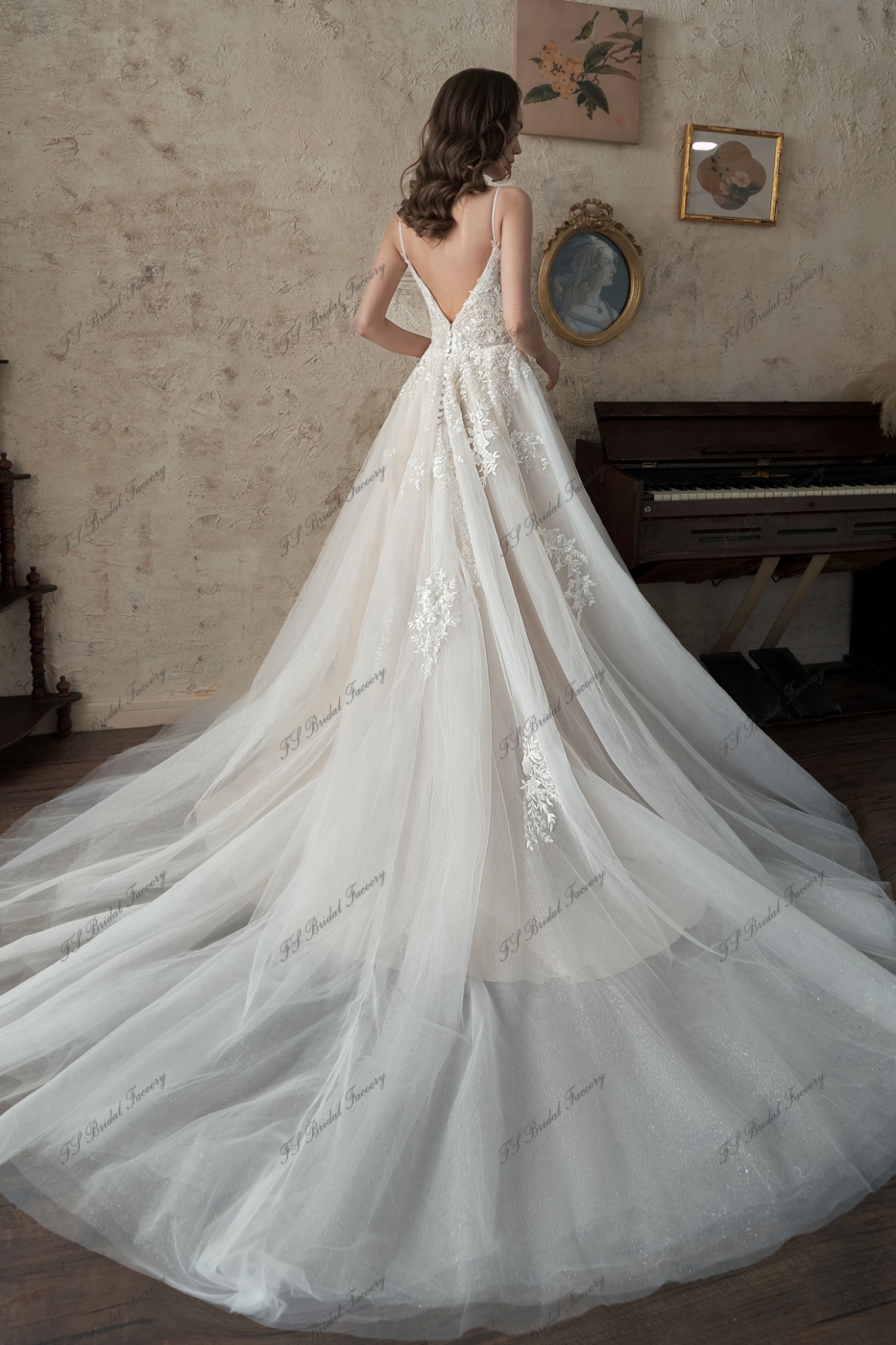 A-Line Beading Lace Applique Wedding Dress