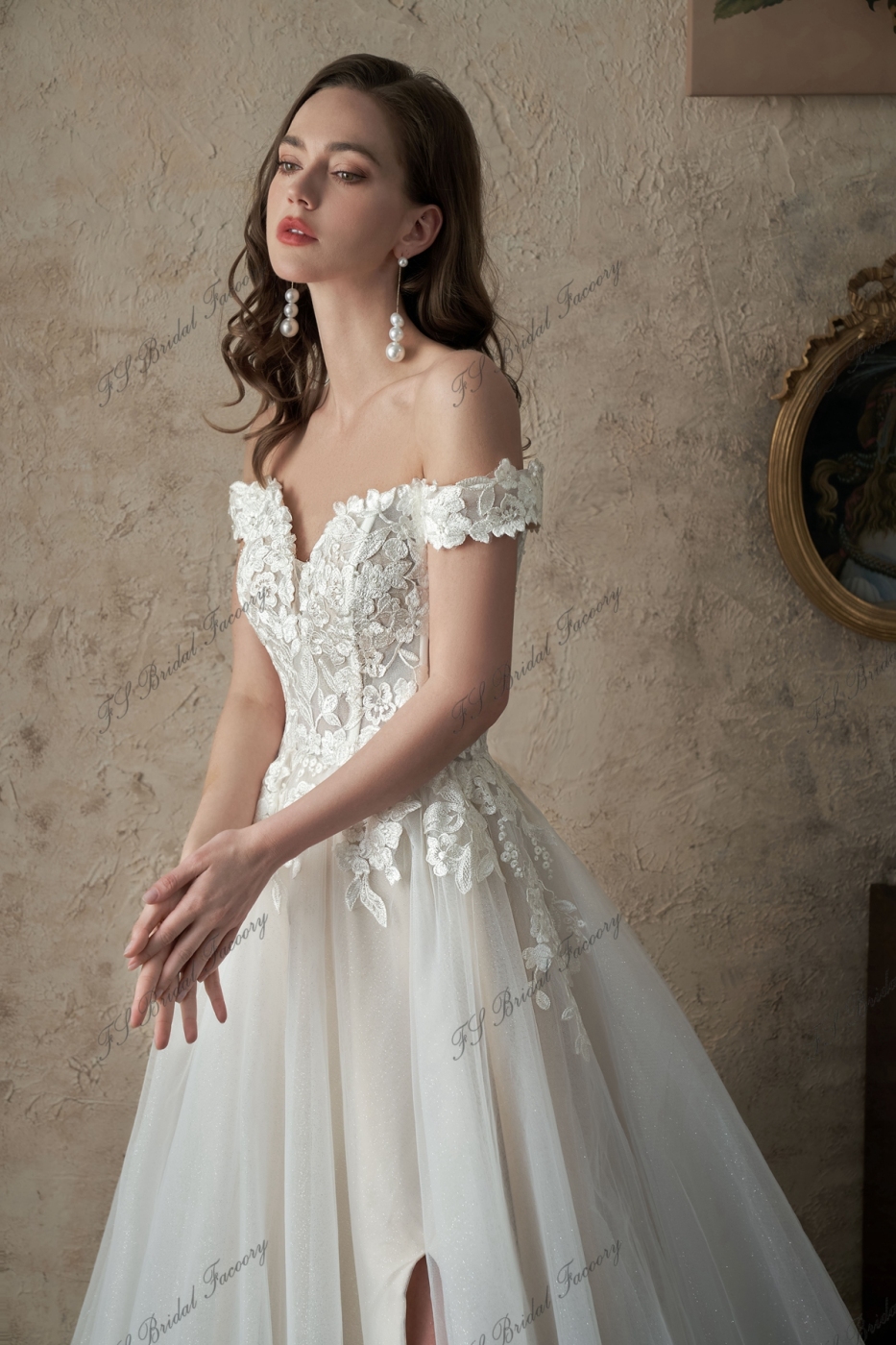 Off The Shoulder A-Line Beach Wedding Dress