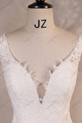 Plunging V-back Lace Appliqués Bridal Gown