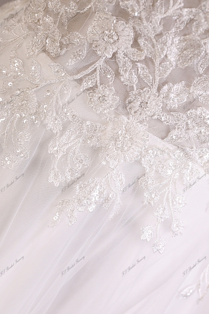 A-line Wedding Dress With Beading Spaghetti Straps Back And  Floral Lace Appliques