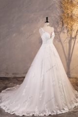 Plunging V-back Lace Appliqués Bridal Gown