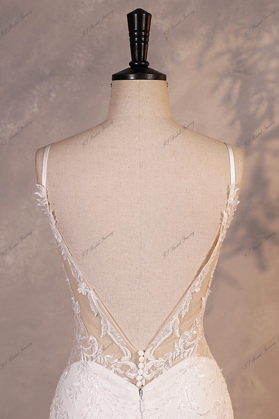 Glitter Tulle Mermaid Wedding Dress With Deep V-neck And Lace Appliqués