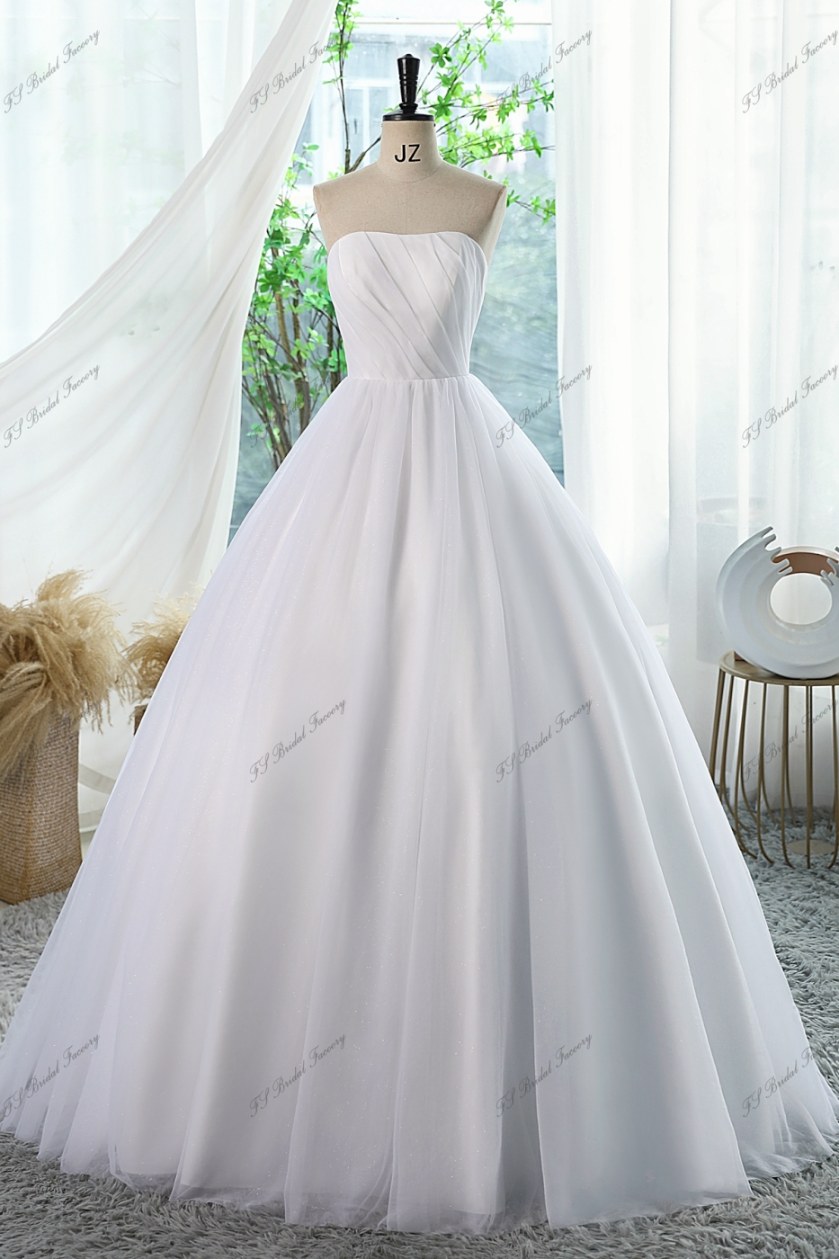Straight Neckline Ball Gown Bridal Dress
