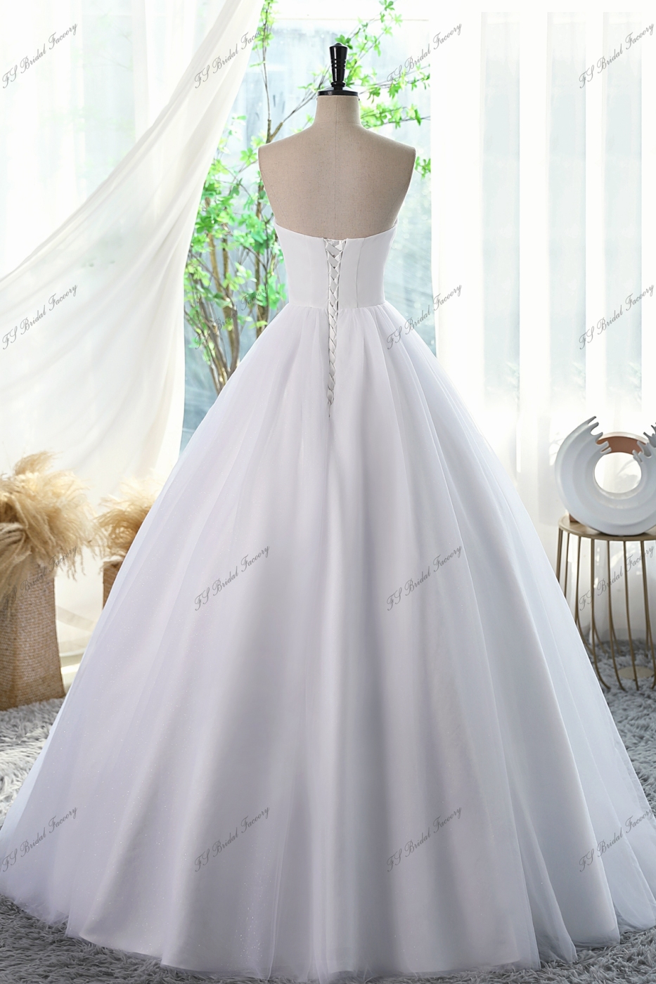 Straight Neckline Ball Gown Bridal Dress