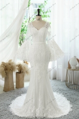 Lace Applique Crepe Mermaid Wedding Dresses