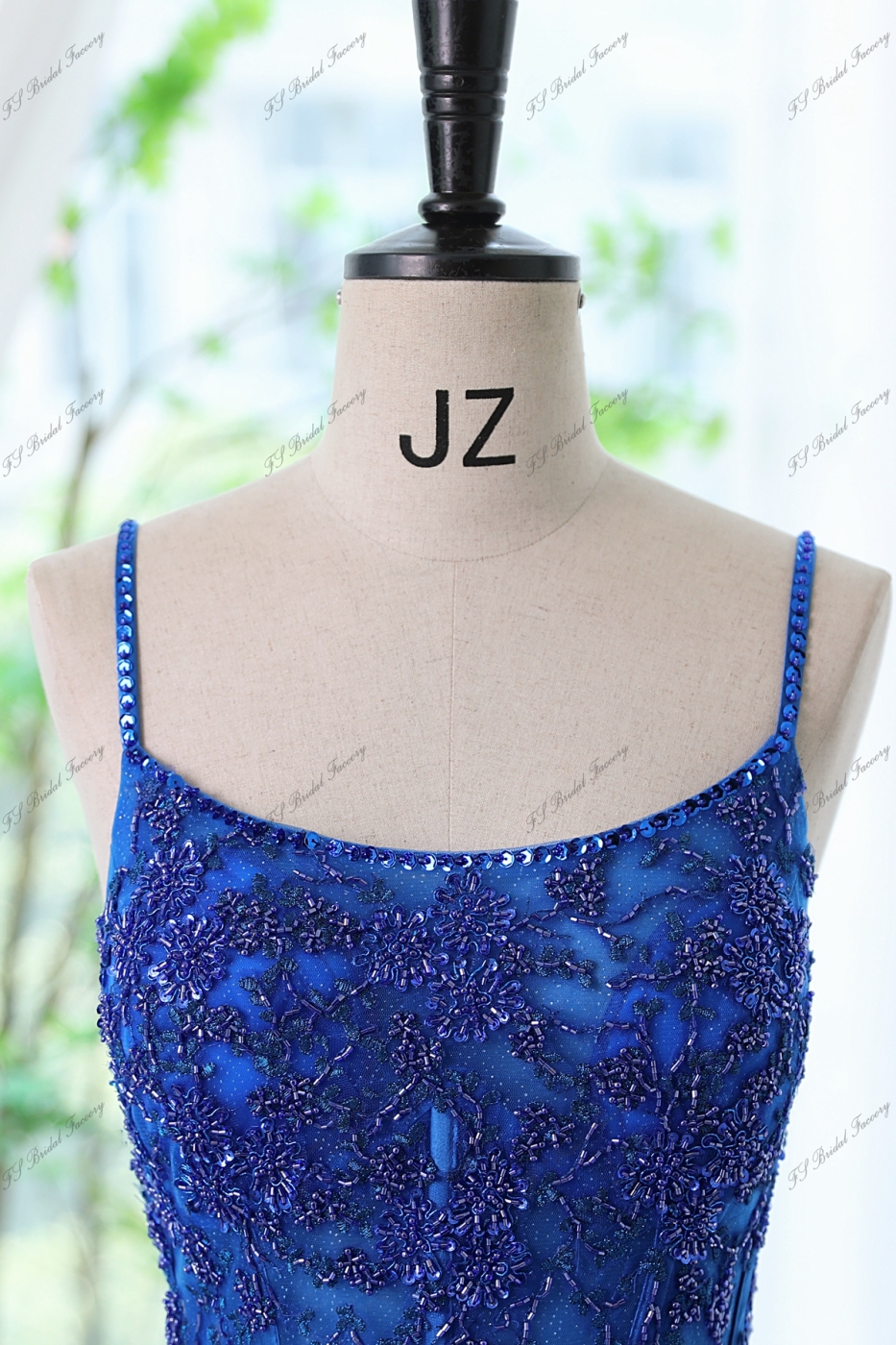 Glitter Tulle Prom Gown With Spaghetti Straps And High Split