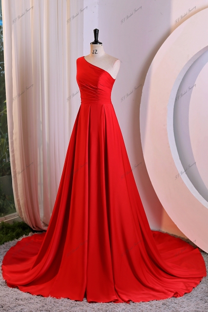 Gorgeous Full Length  A Line Prom Dress With One Shoulder