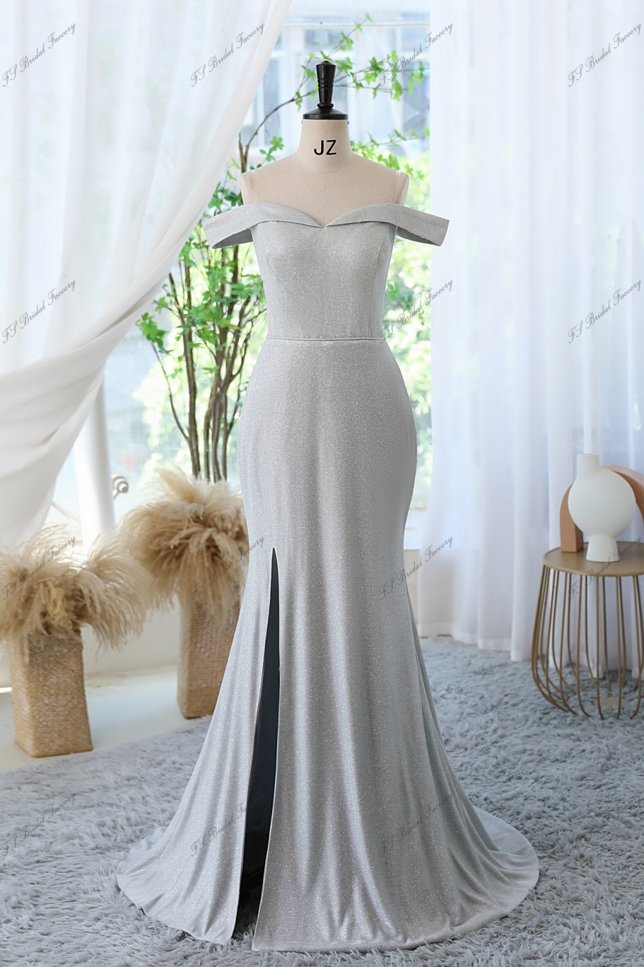 Glitter Mermaid Prom Dress With Off The Shoulder