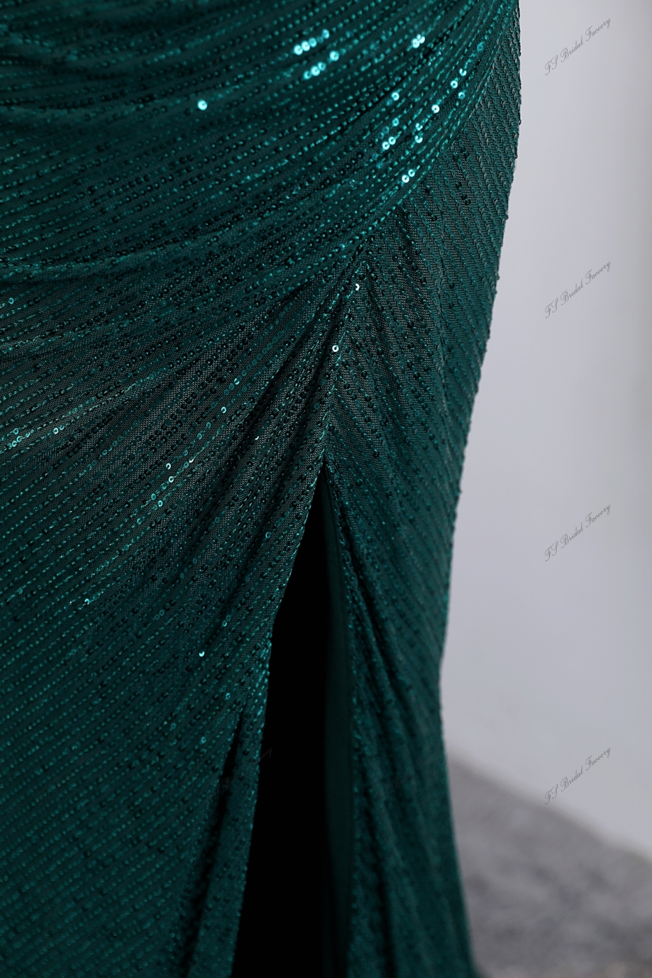 Sequin Mermaid Prom Dress With Spaghetti Straps And High Split