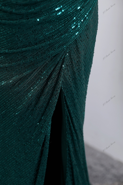 Sequin Mermaid Prom Dress With Spaghetti Straps And High Split