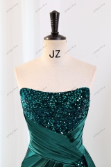 Sequin Mermaid Prom Dress With Spaghetti Straps And High Split