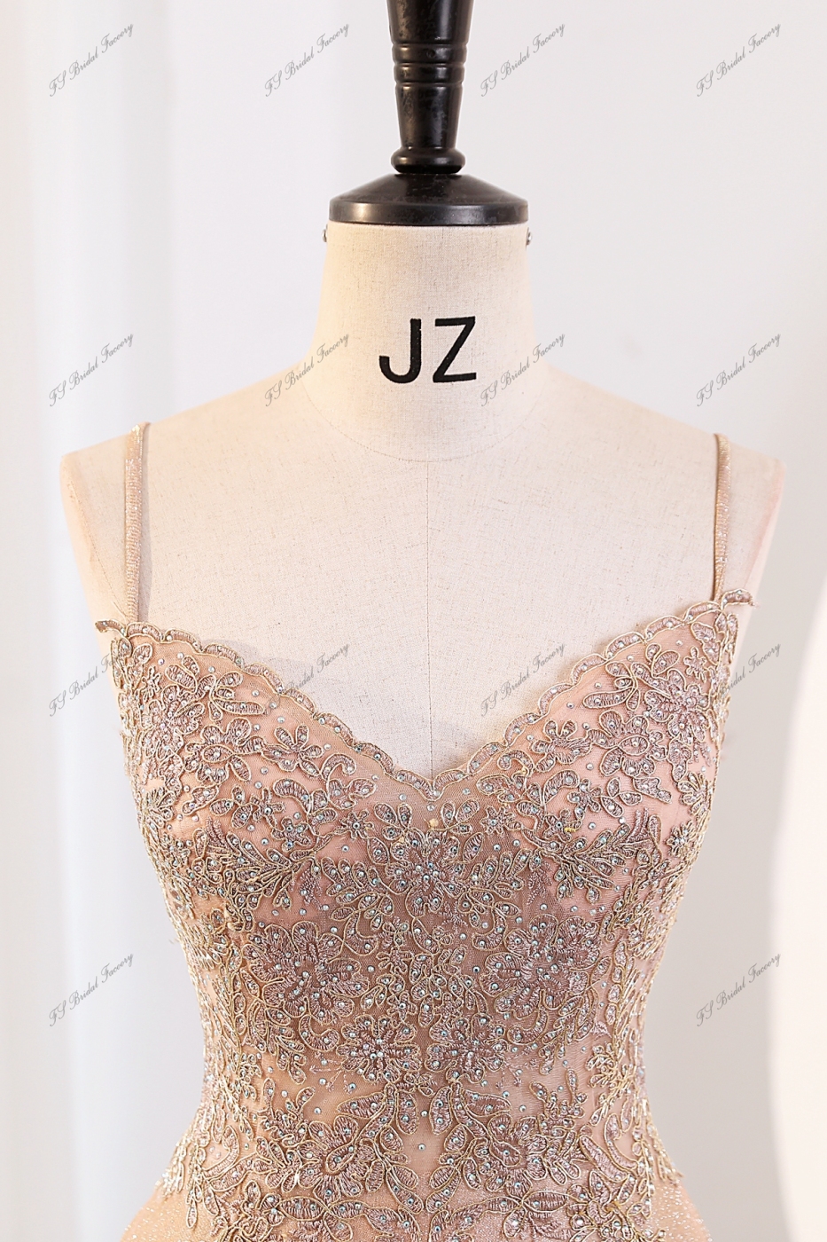 Glitter Prom Gown With Spaghetti Straps And Beading Lace Bodice