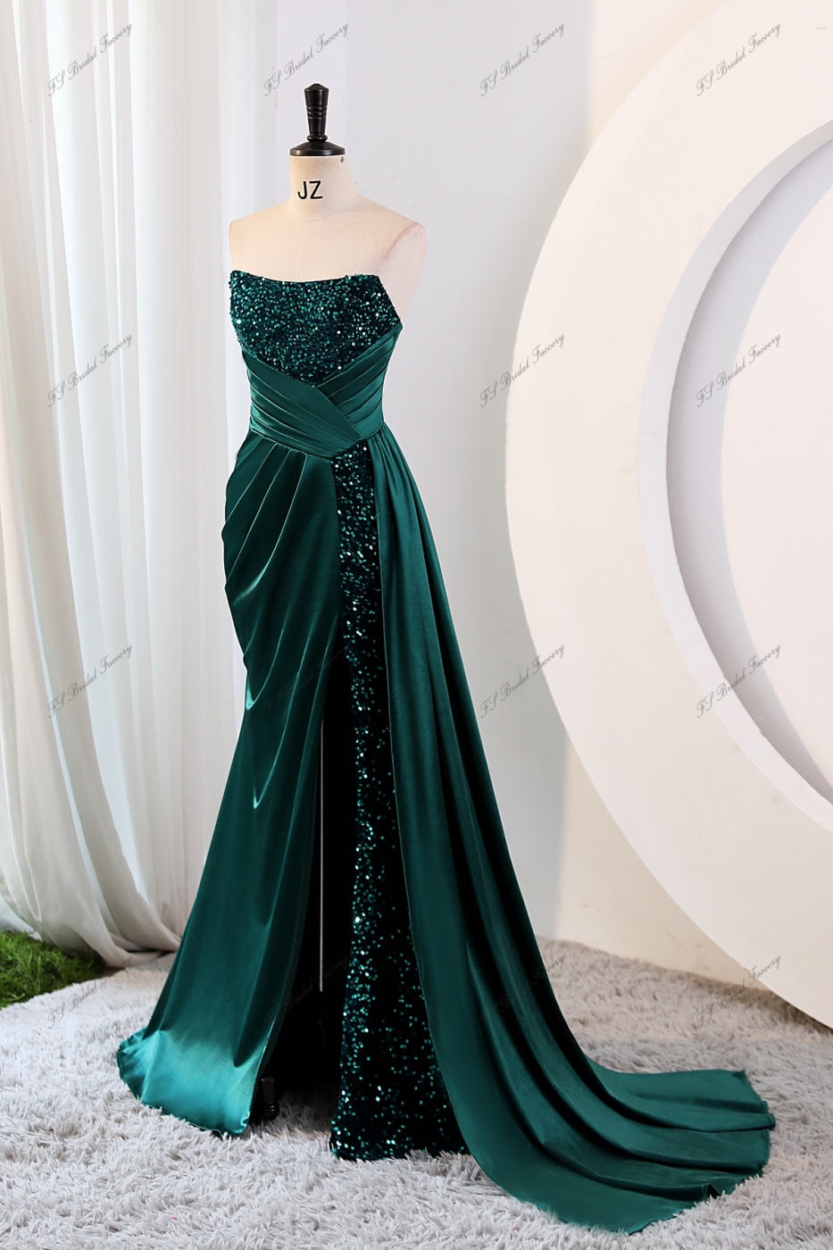 Sequin Mermaid Prom Dress With Spaghetti Straps And High Split