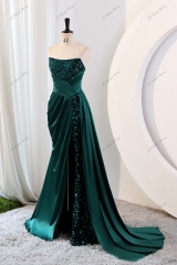 Sequin Mermaid Prom Dress With Spaghetti Straps And High Split