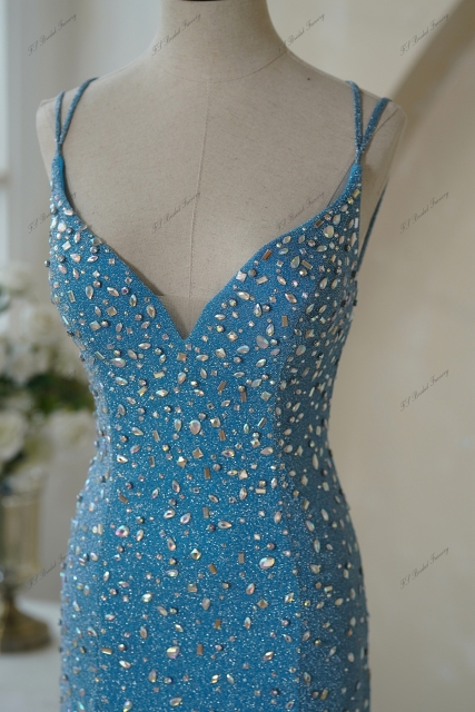 Glitter Mermaid Prom Gown with Crisscrossing Strappy Back