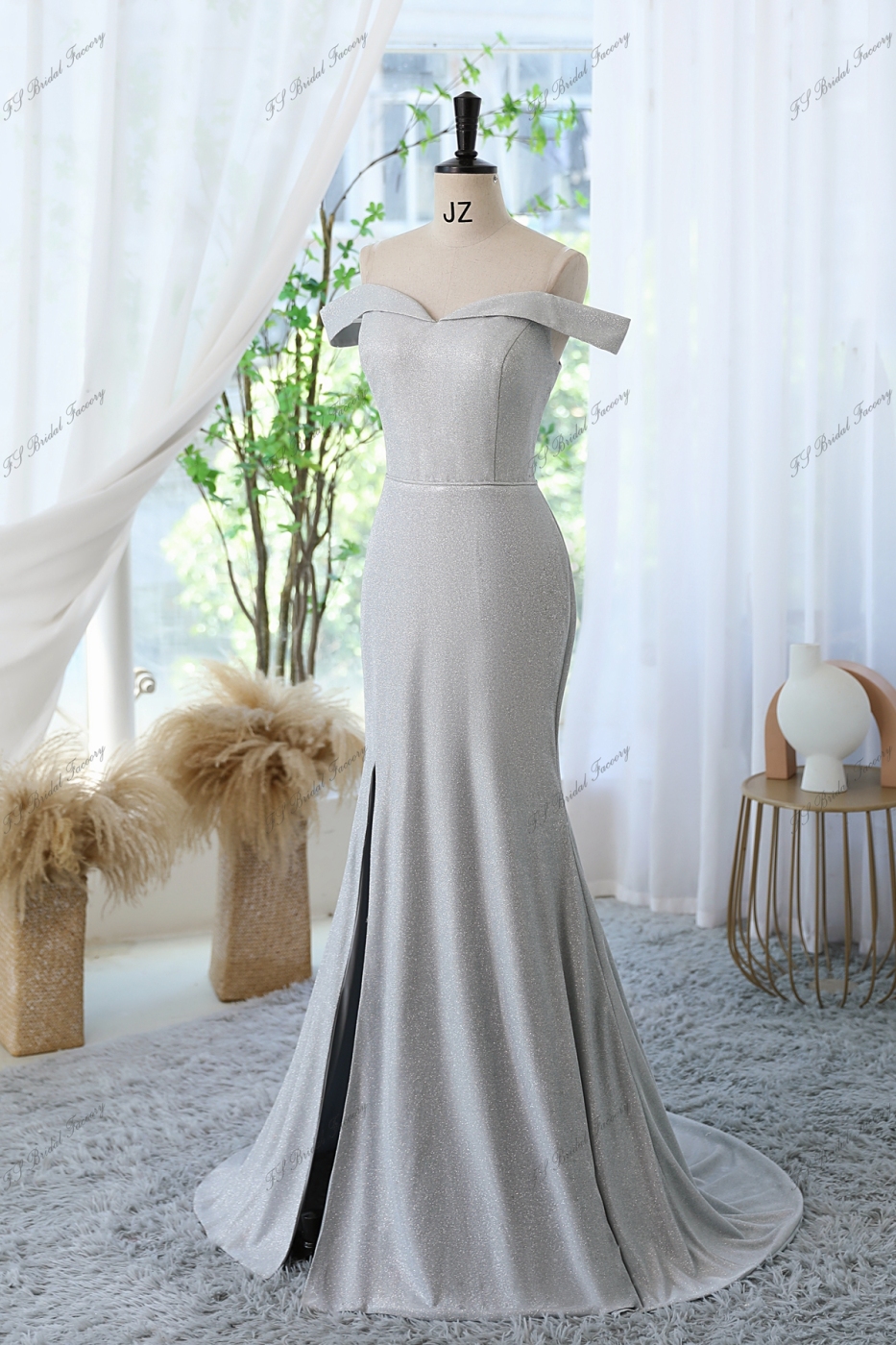 Glitter Mermaid Prom Dress With Off The Shoulder