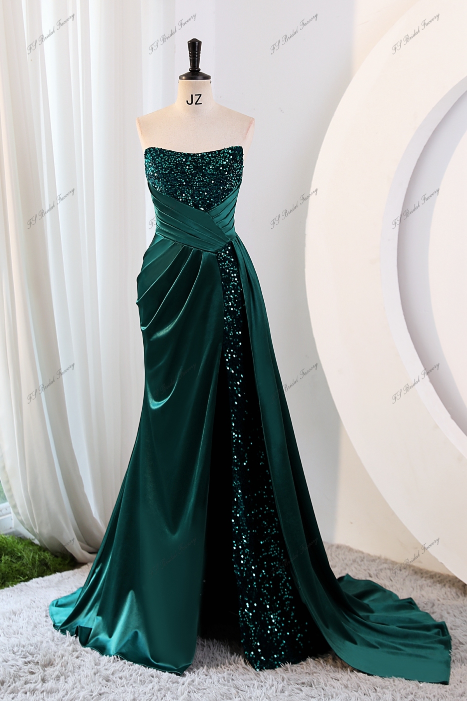 Sequin Mermaid Prom Dress With Spaghetti Straps And High Split