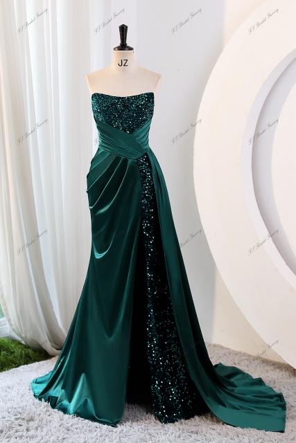 Sequin Mermaid Prom Dress With Spaghetti Straps And High Split