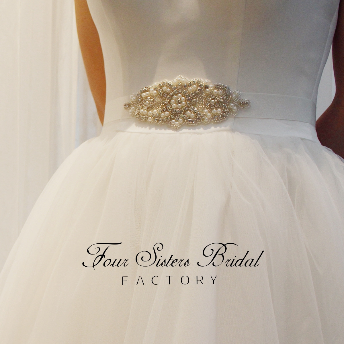 Wholesale Sparkly Rhinestones Pearls Satin Ties Sash
