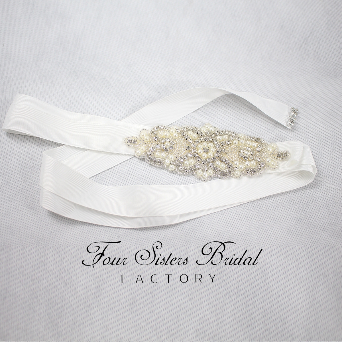 Wholesale Sparkly Rhinestones Pearls Satin Ties Sash