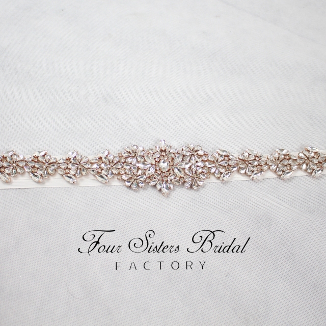 Wholesale Rhinestone Satin Ribbon Wedding Belt