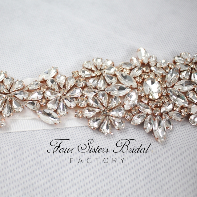 Wholesale Rhinestone Satin Ribbon Wedding Belt