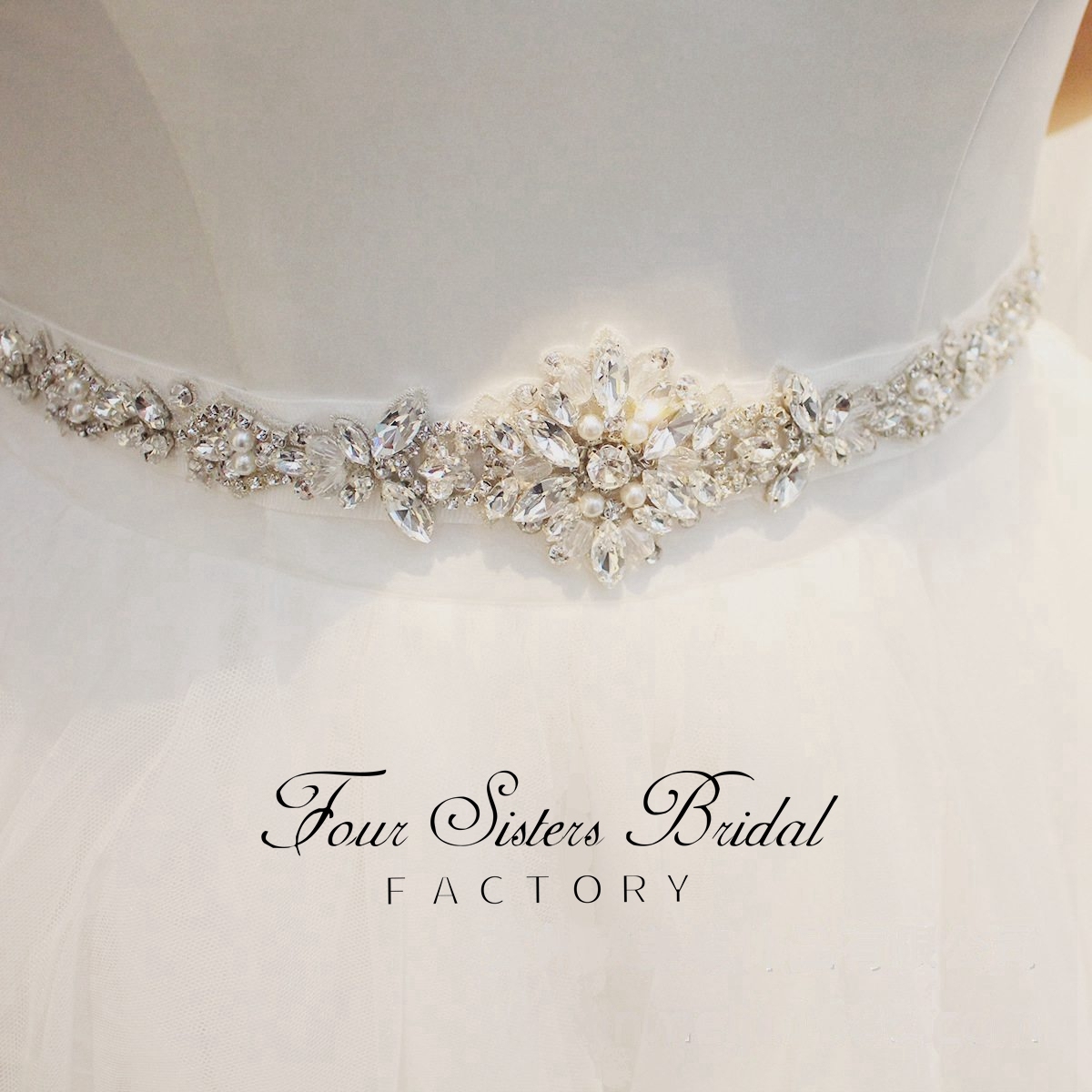 Glistering Rhinestones And Pearls Satin Wedding Sash