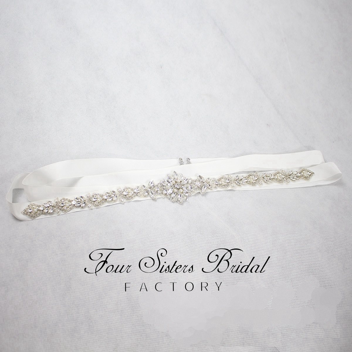 Glistering Rhinestones And Pearls Satin Wedding Sash