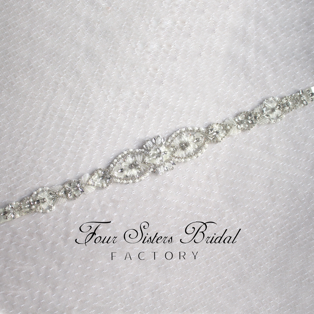 Glistering Rhinestones And Pearls Satin Wedding Sash