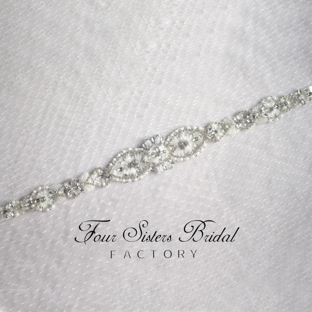 Glistering Rhinestones And Pearls Satin Wedding Sash