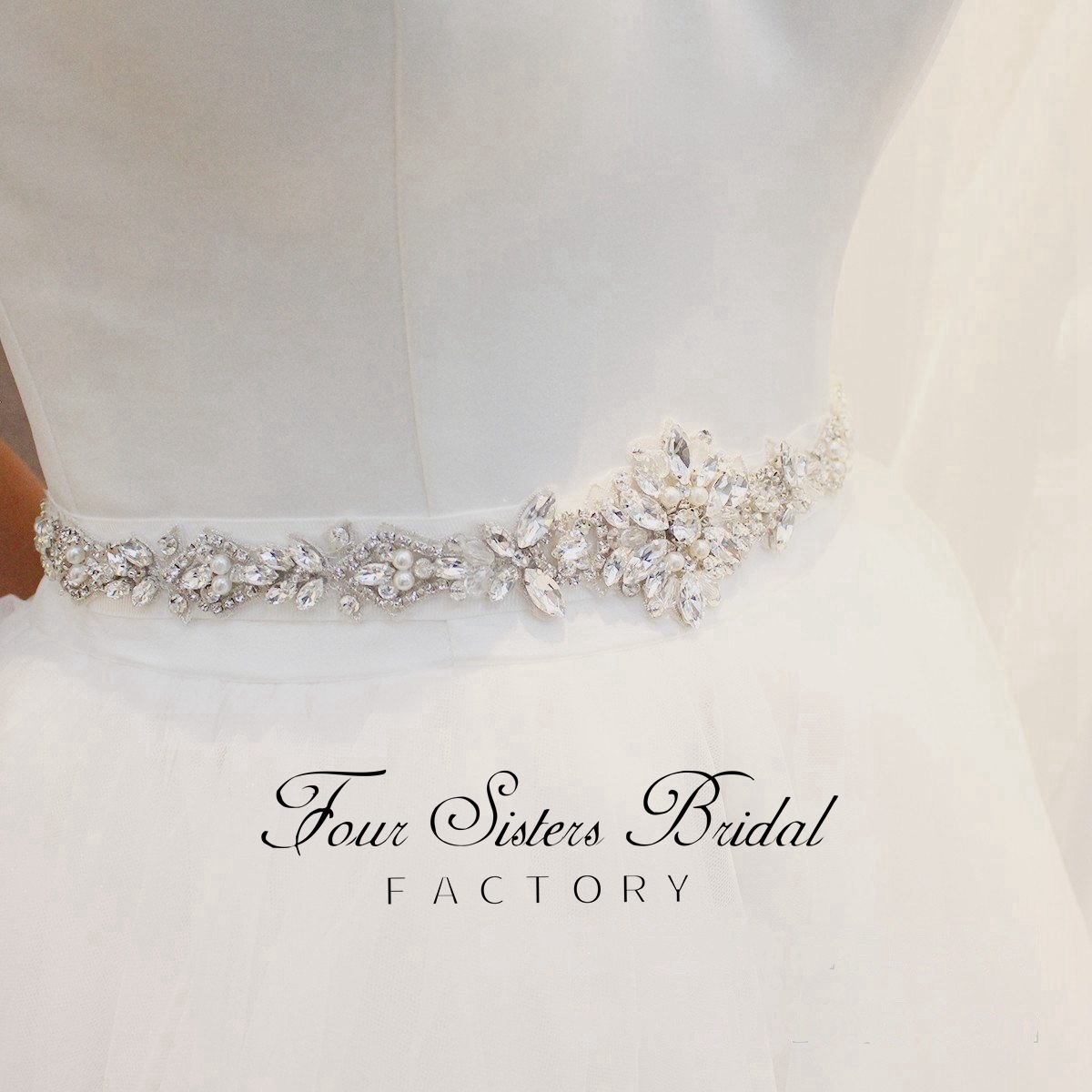 Glistering Rhinestones And Pearls Satin Wedding Sash