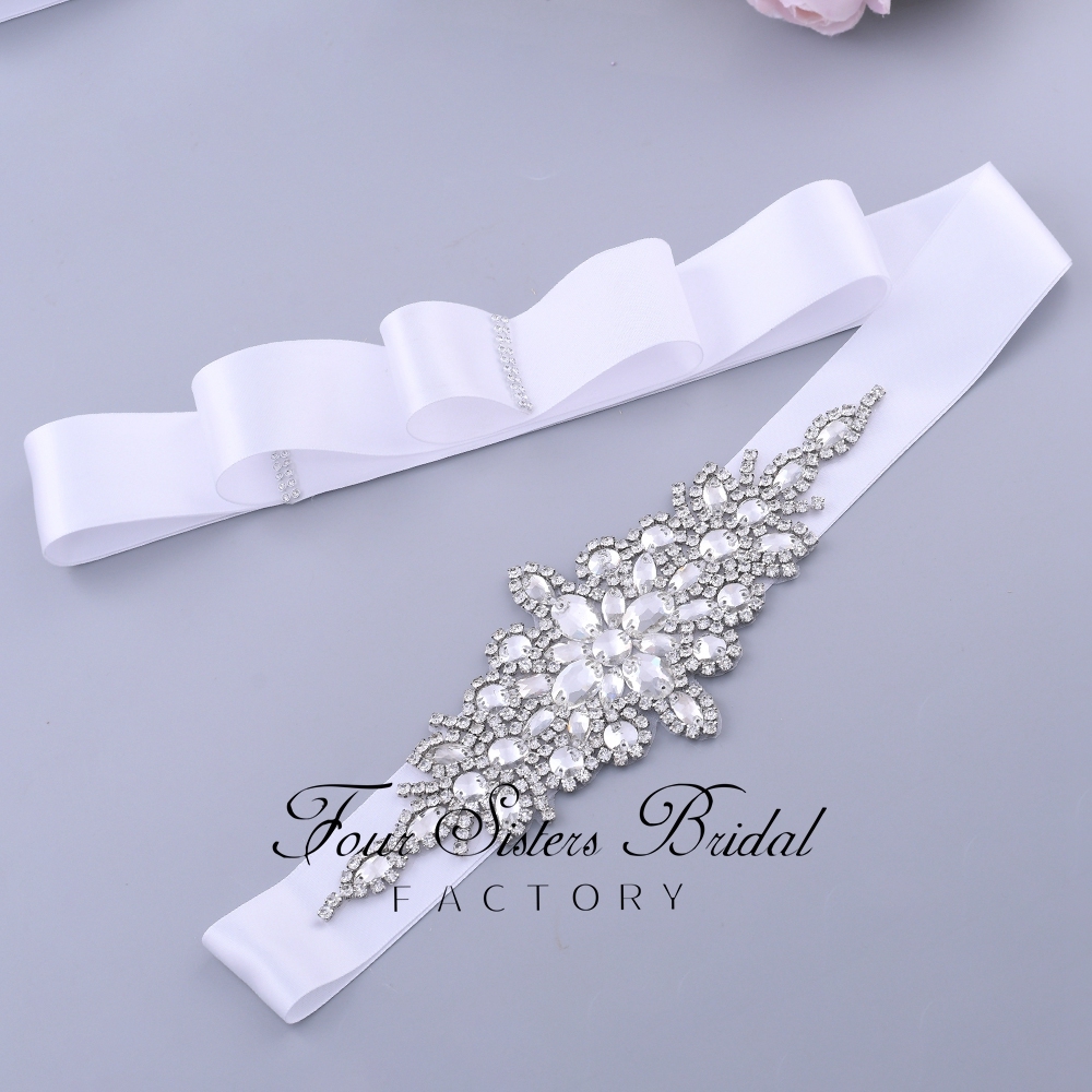 Glistering Rhinestones Satin Wedding Sash