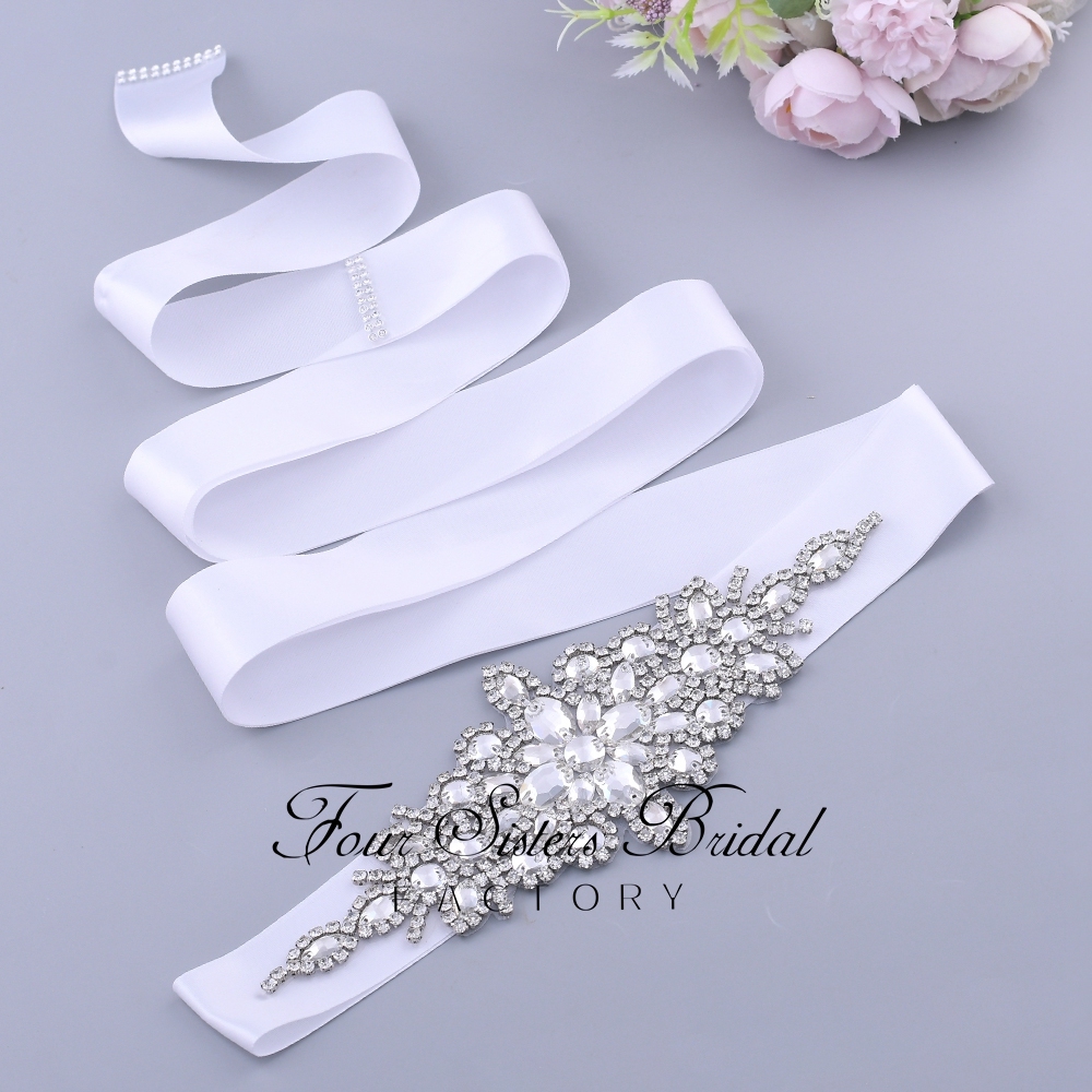 Glistering Rhinestones Satin Wedding Sash