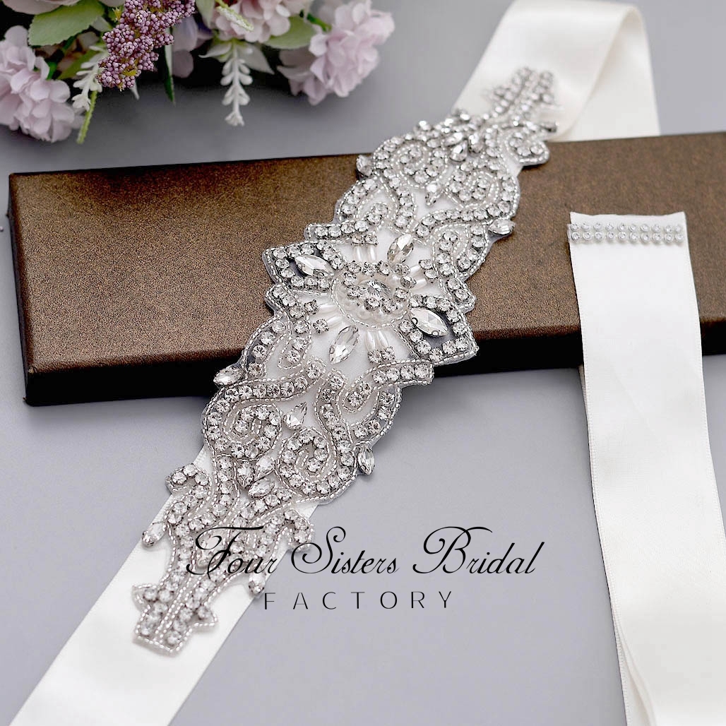 Glistering Crystal Satin Wedding Sash