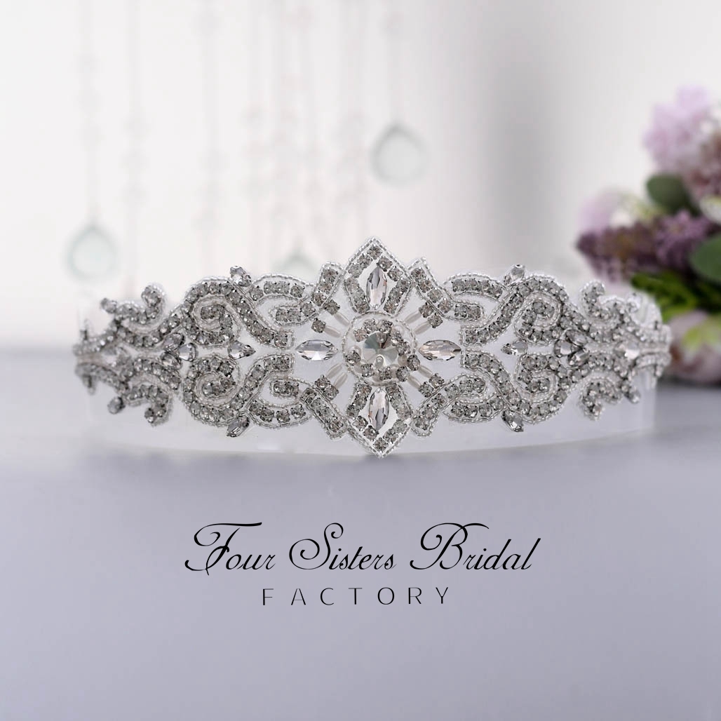 Glistering Crystal Satin Wedding Sash