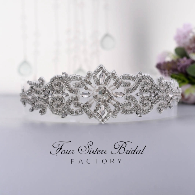 Glistering Crystal Satin Wedding Sash