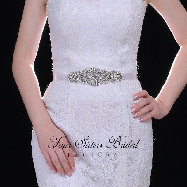 Gorgeous Rhinestone Satin Ribbon Bridal Belt