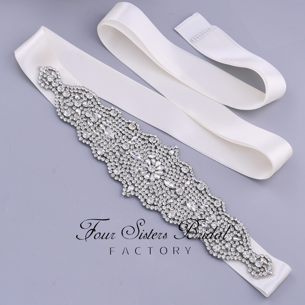 Gorgeous Rhinestone Satin Ribbon Bridal Sash