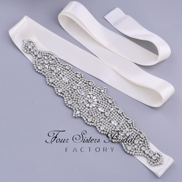 Gorgeous Rhinestone Satin Ribbon Bridal Sash