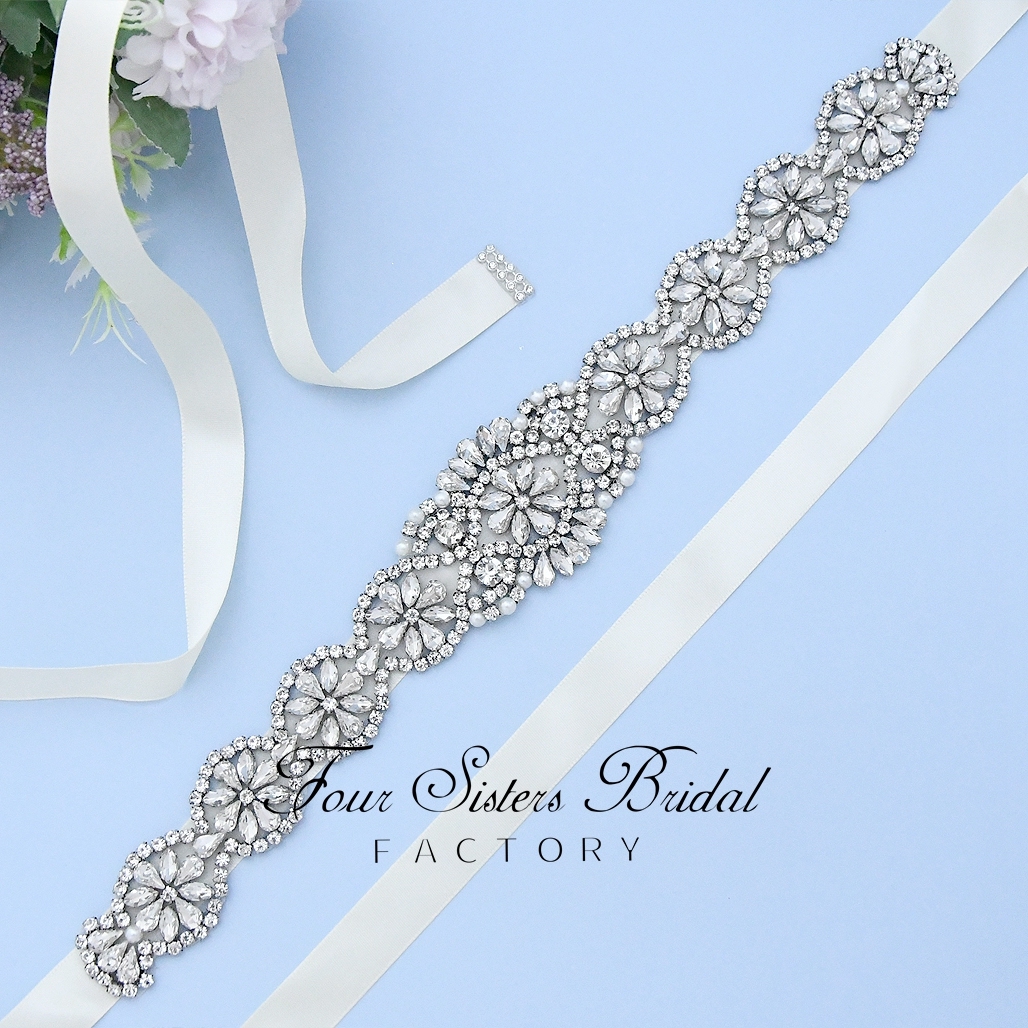 Rhinestone Satin Ribbon Bridal Belt