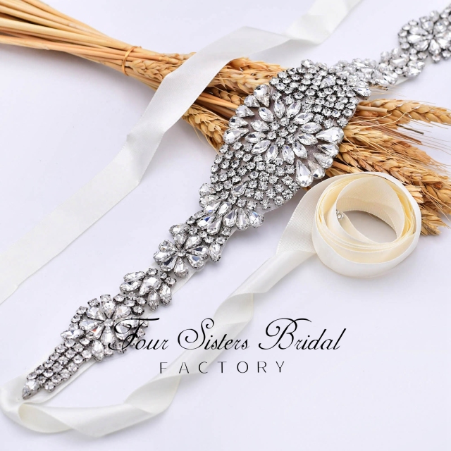 Rhinestone Satin Ribbon Bridal Sash Wholesale