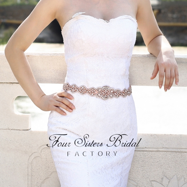 Rhinestone Satin Ribbon Bridal Belt
