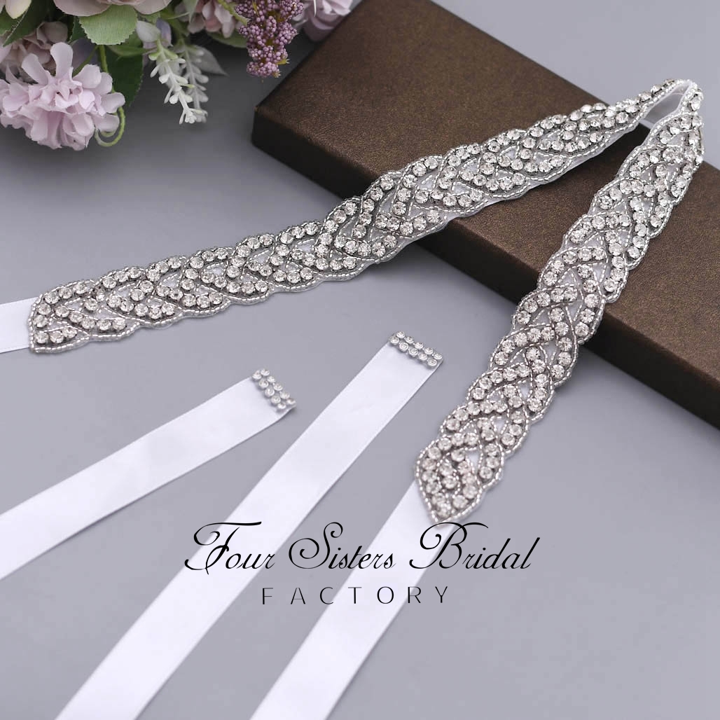 Stunning Bridal Belt With Crystal Rhinestone Motif