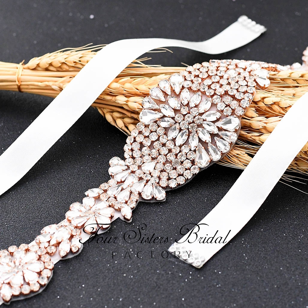 Rhinestone Satin Ribbon Bridal Sash Wholesale
