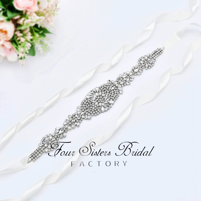 Rhinestone Satin Ribbon Bridal Sash Wholesale