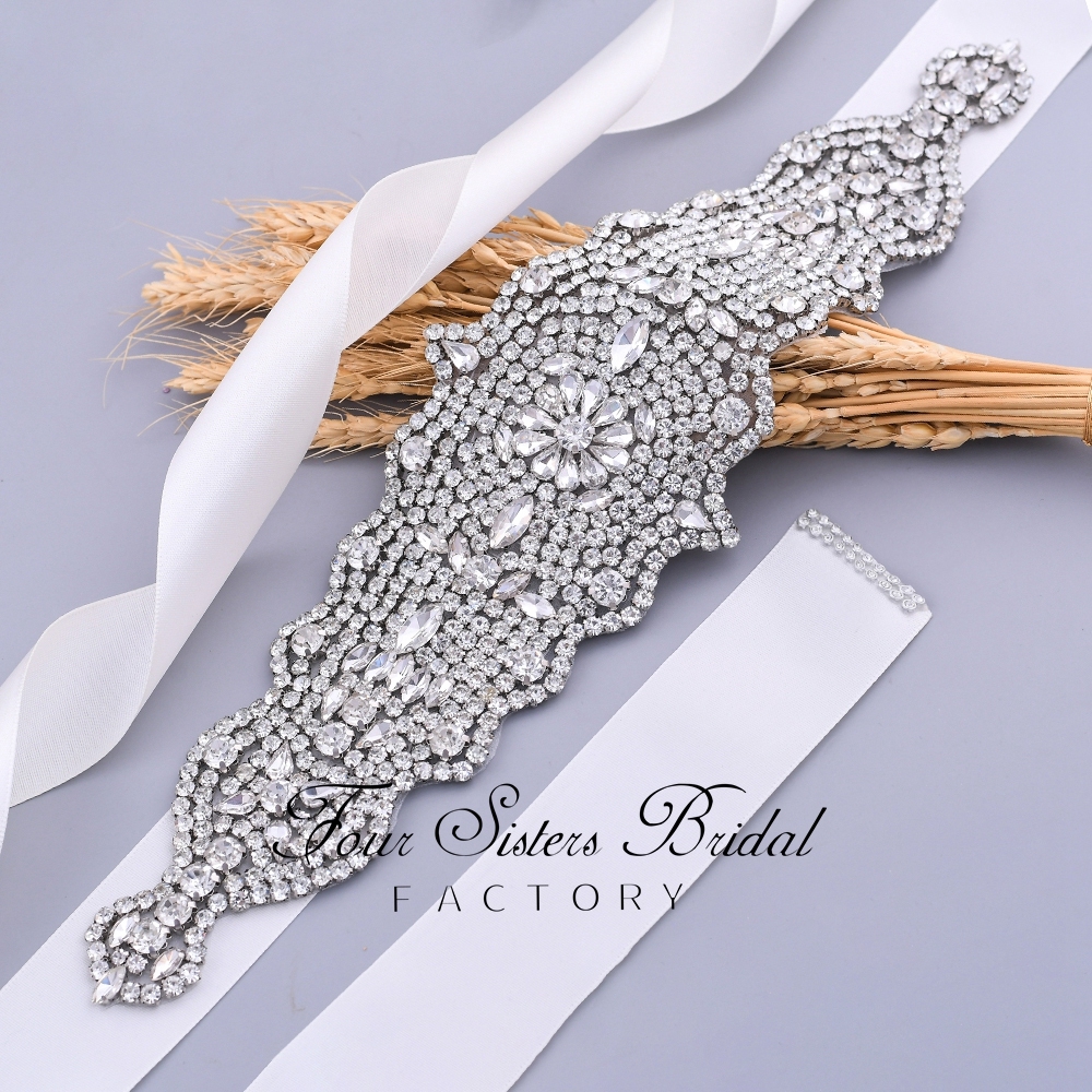Gorgeous Rhinestone Satin Ribbon Bridal Sash