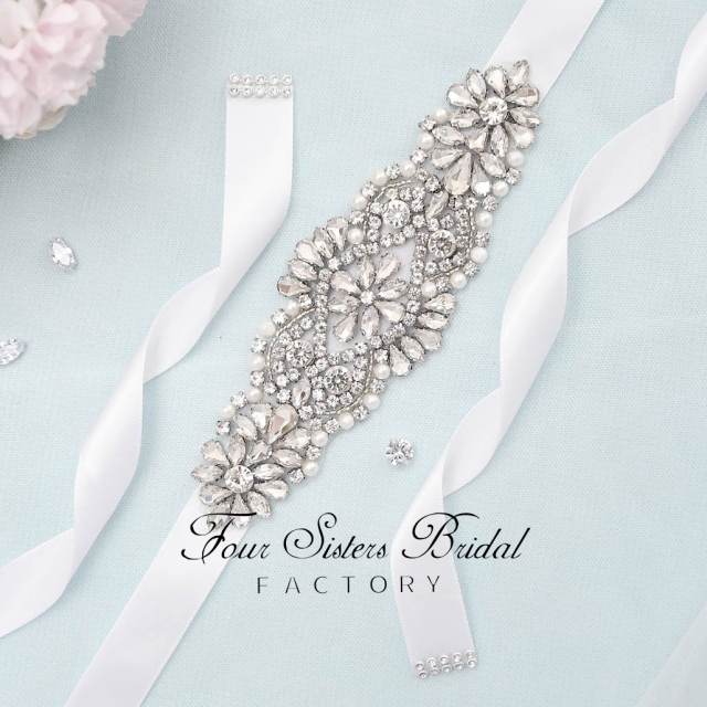 Gorgeous Rhinestone Satin Ribbon Bridal Belt