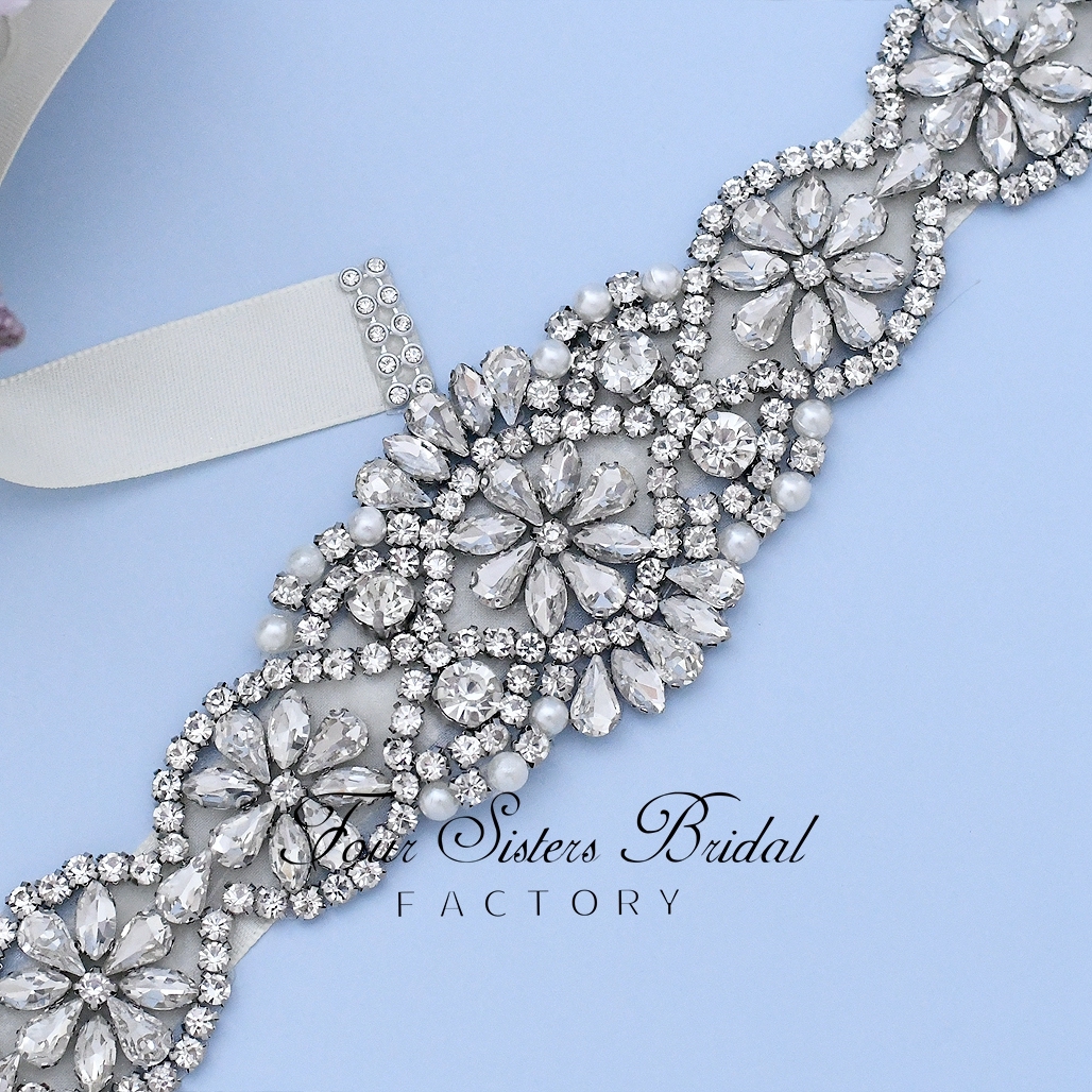 Rhinestone Satin Ribbon Bridal Belt