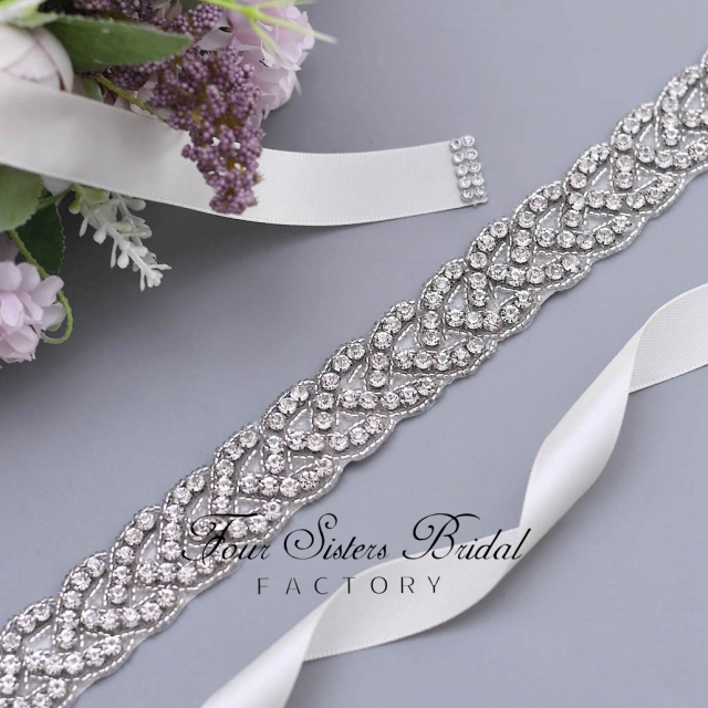 Stunning Bridal Belt With Crystal Rhinestone Motif