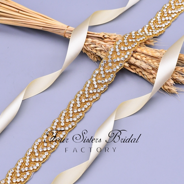 Stunning Bridal Belt With Crystal Rhinestone Motif